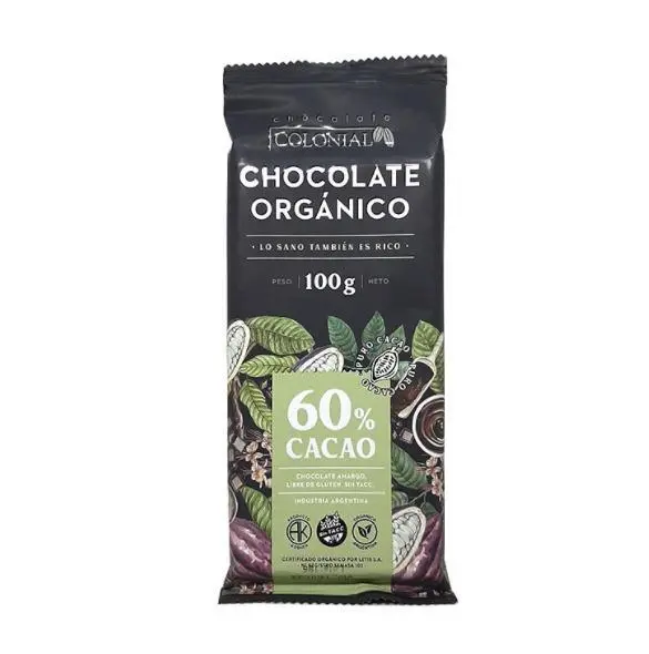 Colonial - Chocolate Negro Organico 60% Cacao Barra 100 gr