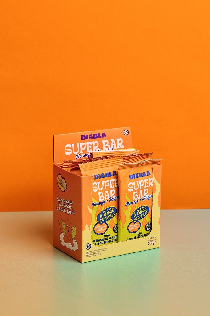 Diabla - Barritas sabor naranja y jengibre (display de 10 unidades)