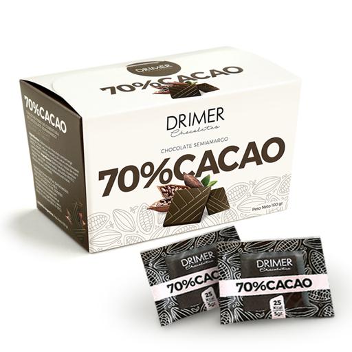 Drimer - Chocolate 70 % cacao (Caja 40 unidades de 5 gr)
