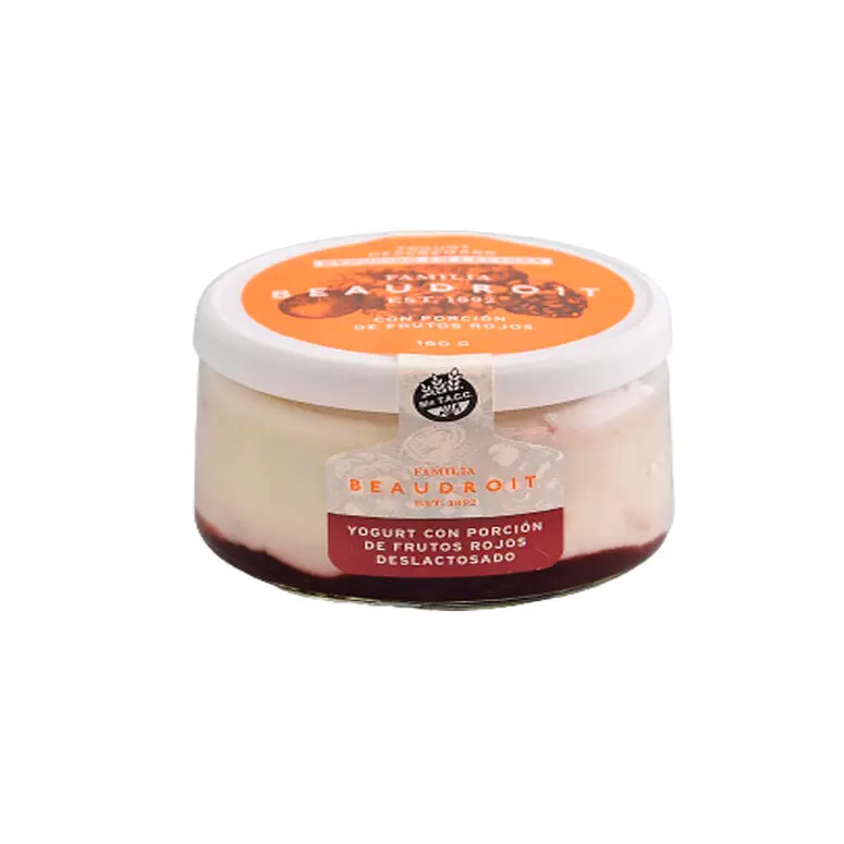Familia Beaudroit - Yogur natural descremado deslactosado con frutos rojos (160gr)