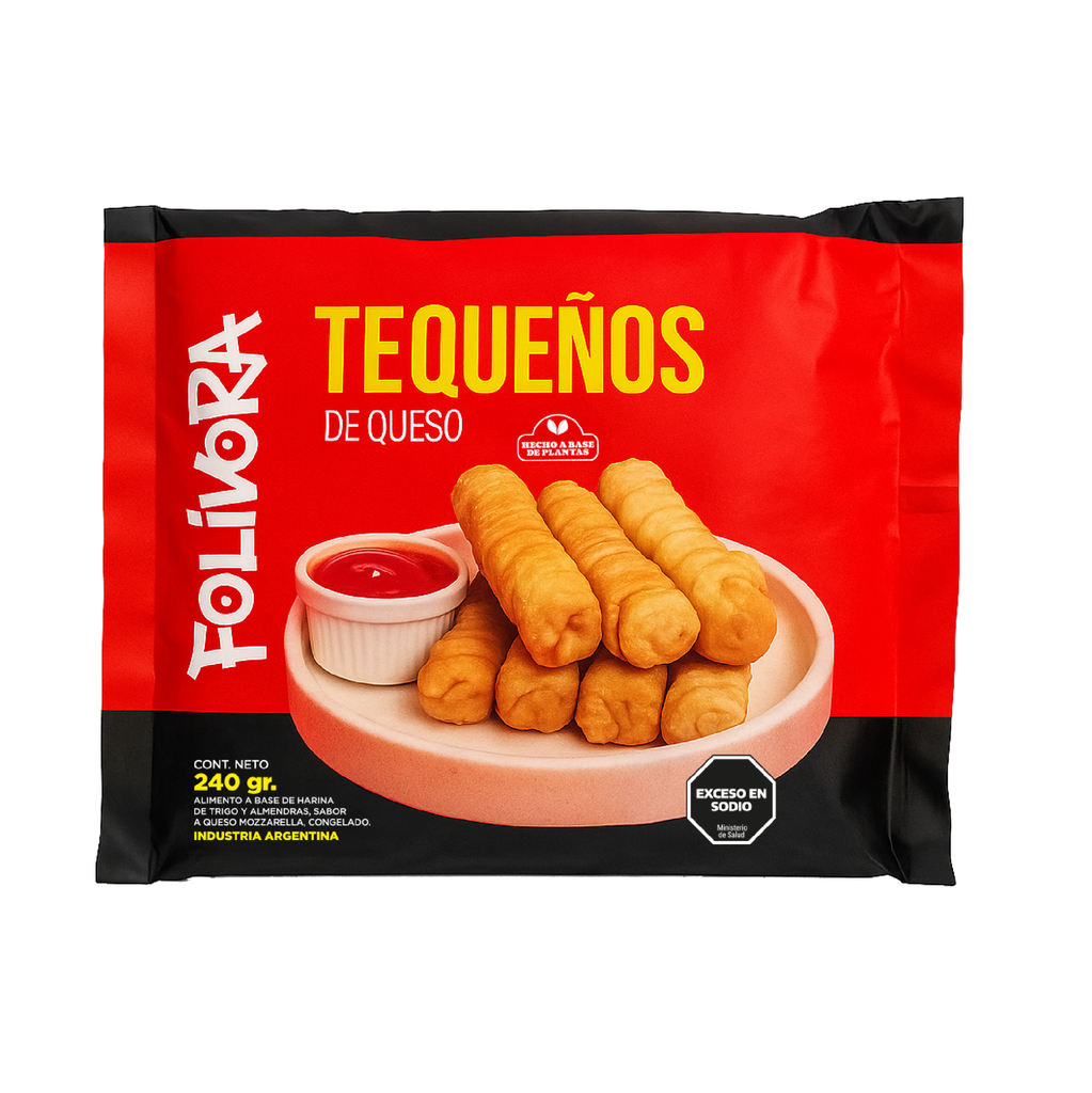 Folivora - Tequeños de muzzarella a base de almendras abrazados por masa vegana 240 gr (pack 6 unidades)