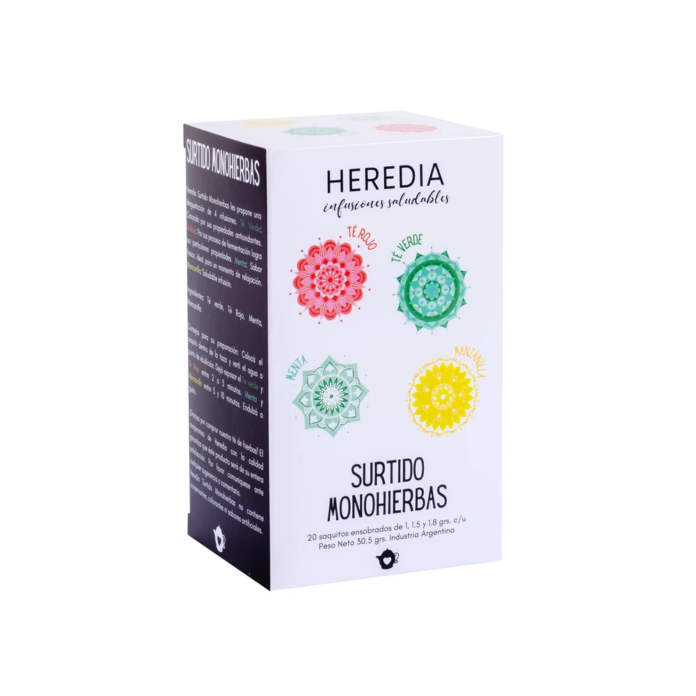Heredia - Te Surtido Linea Monohierbas (20 saquitos)