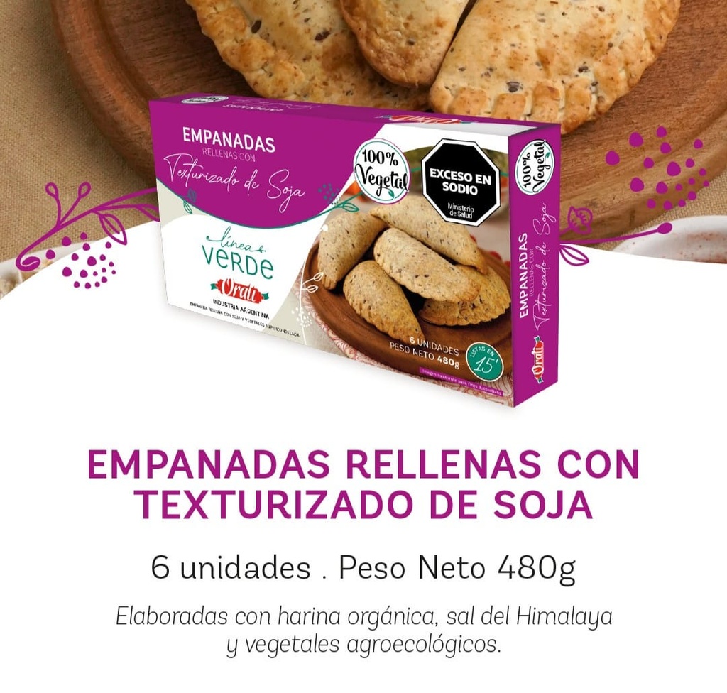 Orali - Empanadas rellenas con texturizado de soja (4 unidades - 320gr)