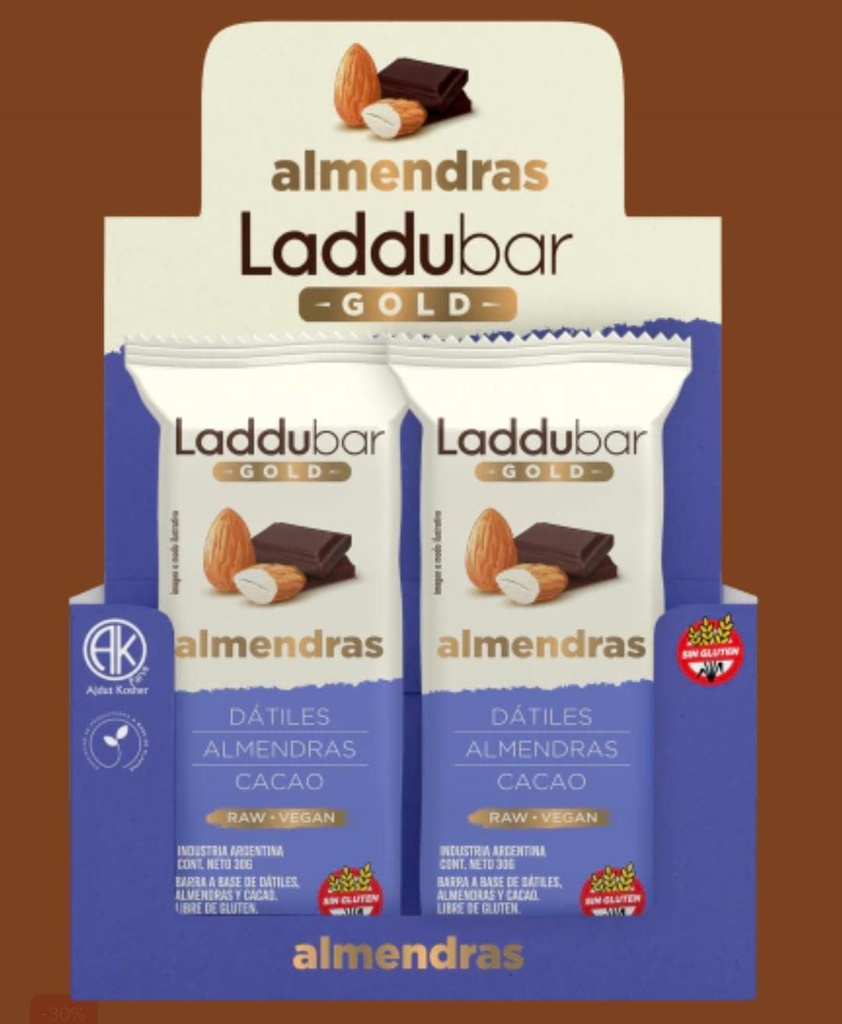 LadduBar - Barrita de Almendra, datiles y Cacao (caja 12 unidades)