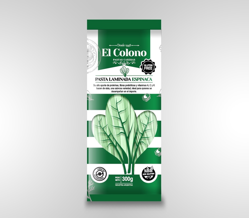 El colono - Pastas laminadas de espinaca (300gr)