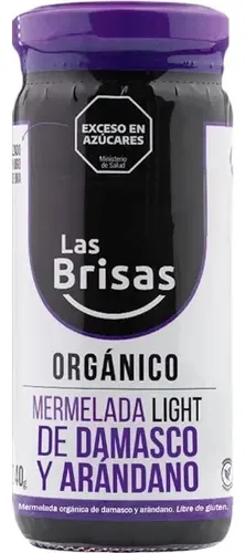 Las Brisas - Mermelada Organica light Sin Azúcar de Damasco y Arandano 240 gr