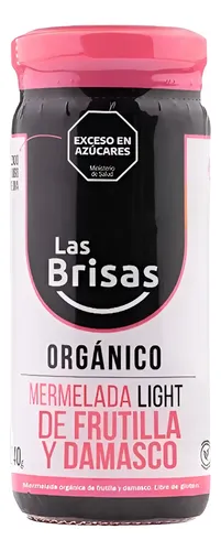 Las Brisas - Mermelada Organica Light Sin Azúcar de Frutilla y Damasco 240 gr