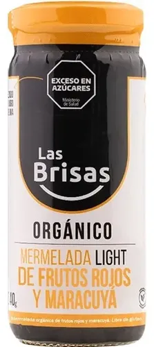 Las Brisas - Mermelada Organica light Sin Azúcar de frutos rojos y Maracuya (240gr)