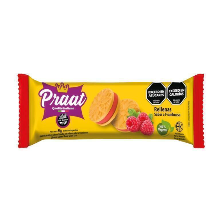 Praat - Galletitas de vainilla rellenas con frambuesa x 85 gr