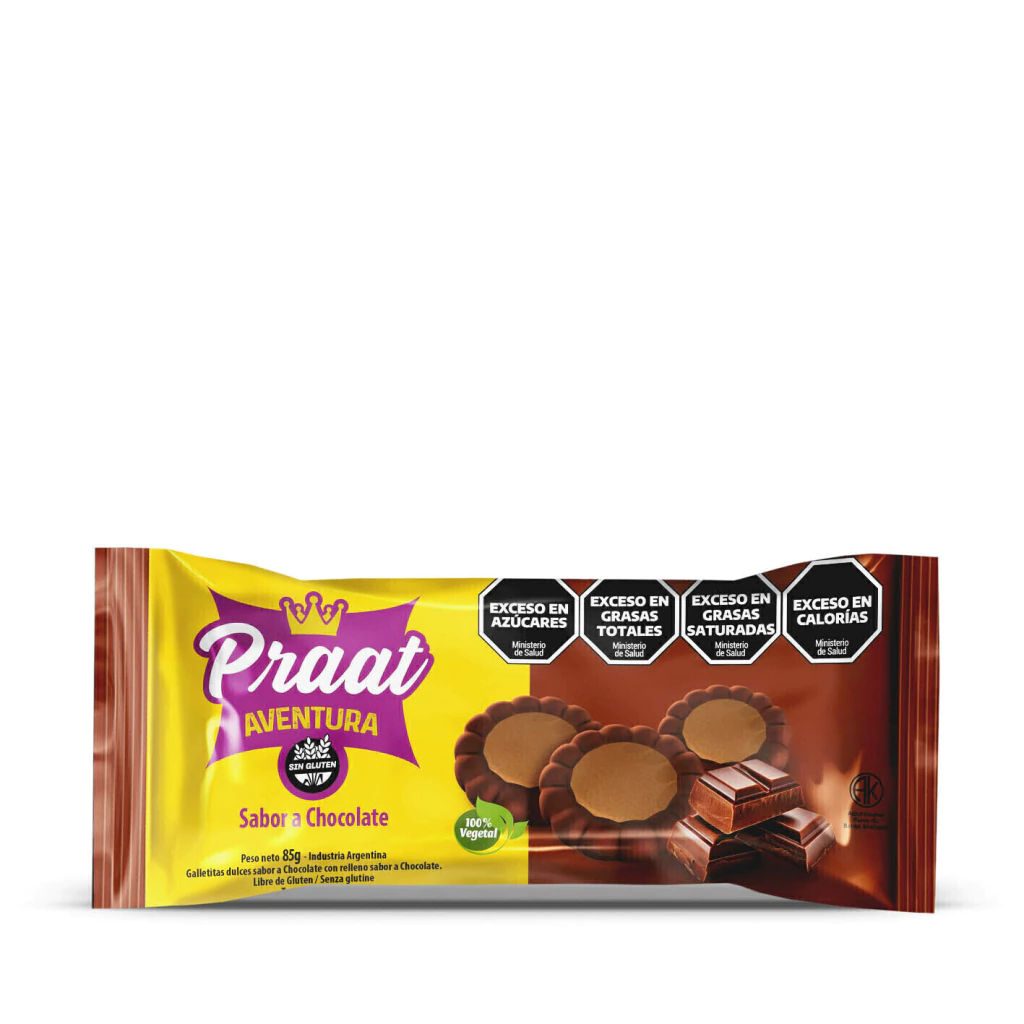 Praat - Galletitas dulces Aventura de chocolate con mousse de chocolate 85 gr 