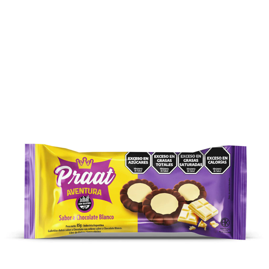 Praat - Galletitas dulces Aventura de chocolate con mousse de chocolate blanco 85 gr 