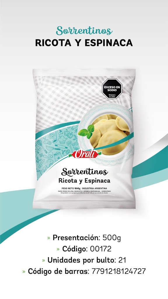 Orali - Sorrentinos Ricota y Espinaca (500 gr) 