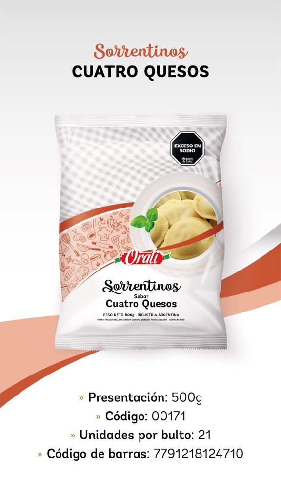 Orali - Sorrentinos Cuatro Quesos (500 gr)
