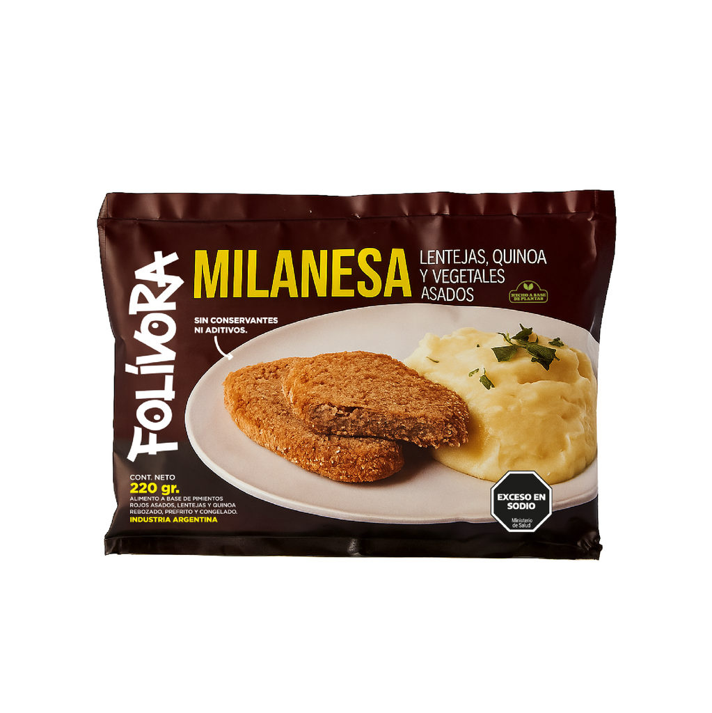 Folivora - Milanesa Quinoa, Lenteja y Vegetales asados (220gr Pack por 2 unidades)