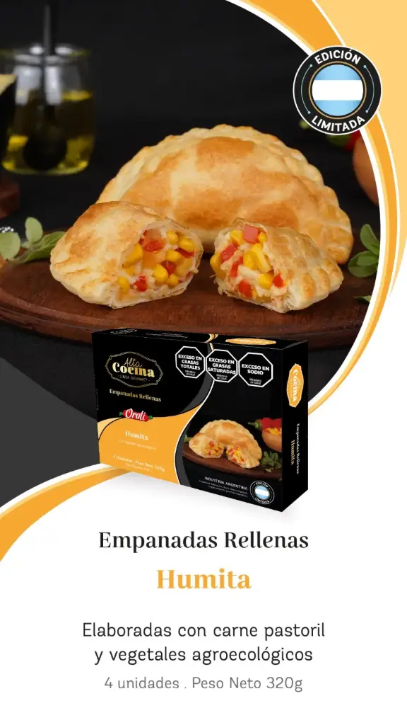 Orali - Empanadas rellenas Humita ( 4 unidades x 320gr) Linea alta cocina