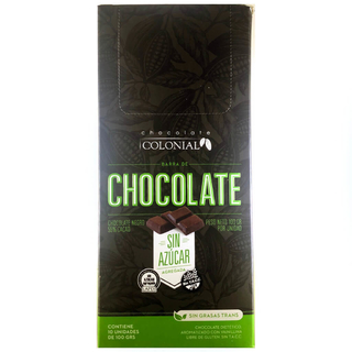 [COLON015] Colonial - Chocolate Negro en Barra al 55% Sin Azúcar 100 gr (10 unidades)