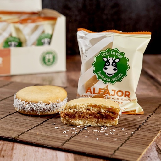 [FELIC012] Felices Las Vacas - Alfajor de maicena con dulce de leche de almendras (12 unidades de 75 gr)