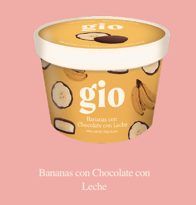 [GIO001] Gio - Bananas con chocolate con leche (pote 160 gr)
