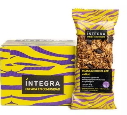 [INTEG008] Integra - Barritas de maní con base de chocolate (pack por 10 unidades - 42gr c/u)