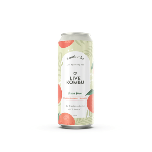 [LIVEK007] Live Kombucha - Kombucha sabor pomelo rosado y romero (lata 473ml)