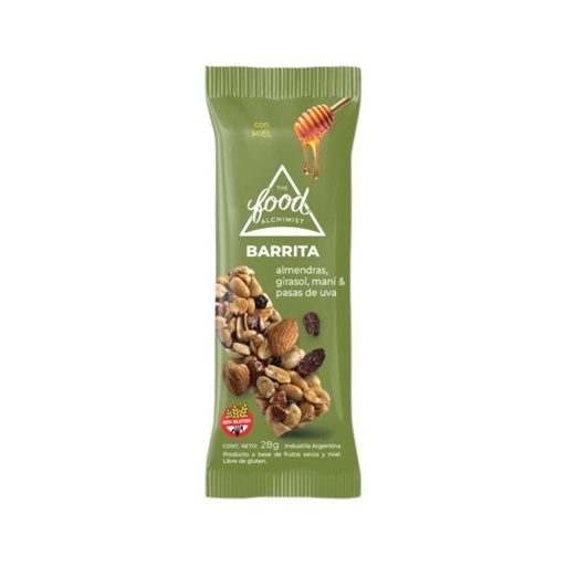 [THEFO002] The food alchimist - Barritas de almendras, girasol, maní y pasas (12 barritas)