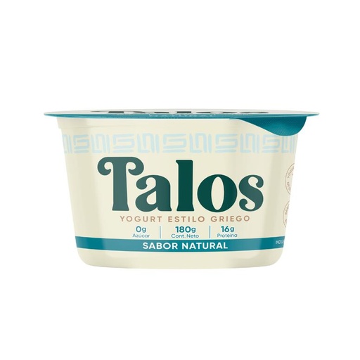 [TALOS003] Talos - Yogurt Griego sabor NATURAL ENDULZADO 0 azúcar 16 gr proteína 180 gr