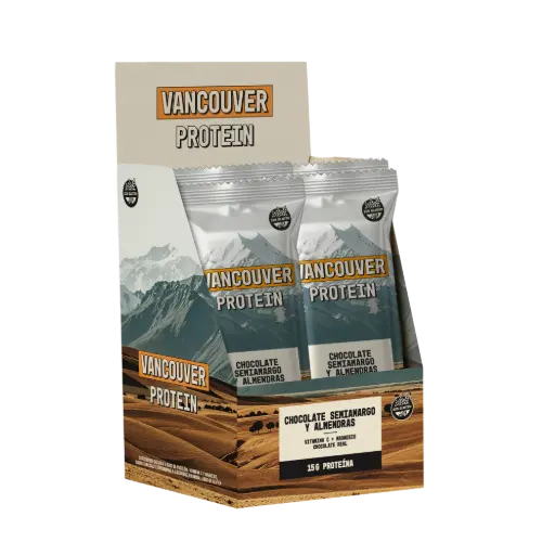 [VANCO001] Vancouver - Barra Proteica Chocolate Semiamargo y Almendra 15 gr proteina ( display 10 unidades)