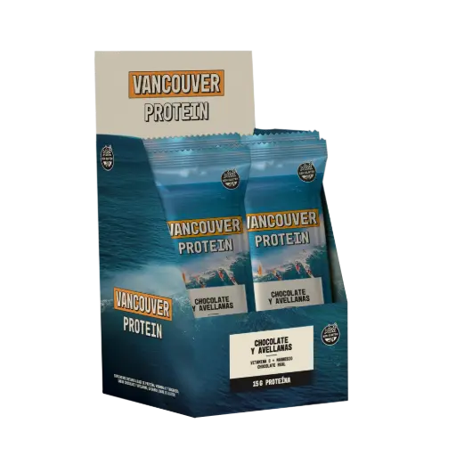 [VANCO002] Vancouver - Barra Proteica Chocolate con leche y Avellanas 15 gr proteina ( display 10 unidades) 