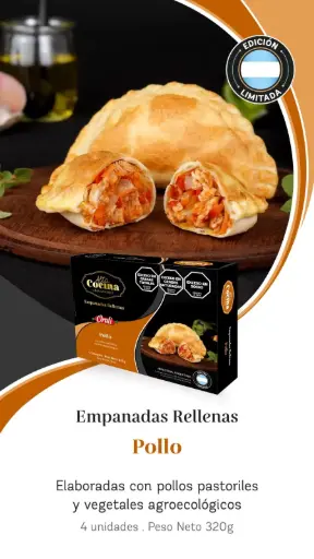 [ORALI054] Orali - Empanadas rellenas Pollo ( 4 unidades x 320gr) Linea alta cocina